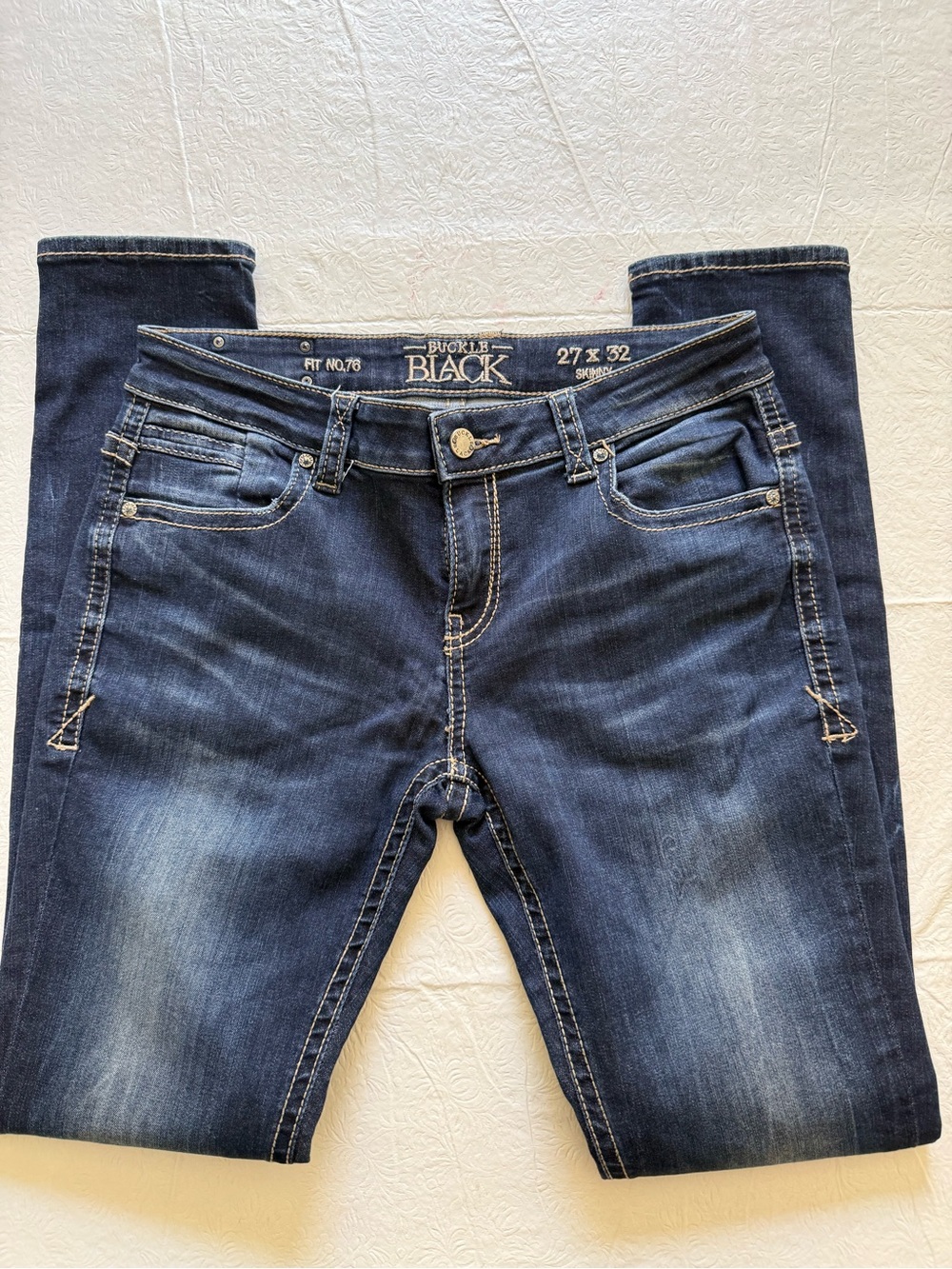 Buckle Black Fit No. 76 Skinny Jeans Dark Wash 27x32 Classic Stitch Stretch